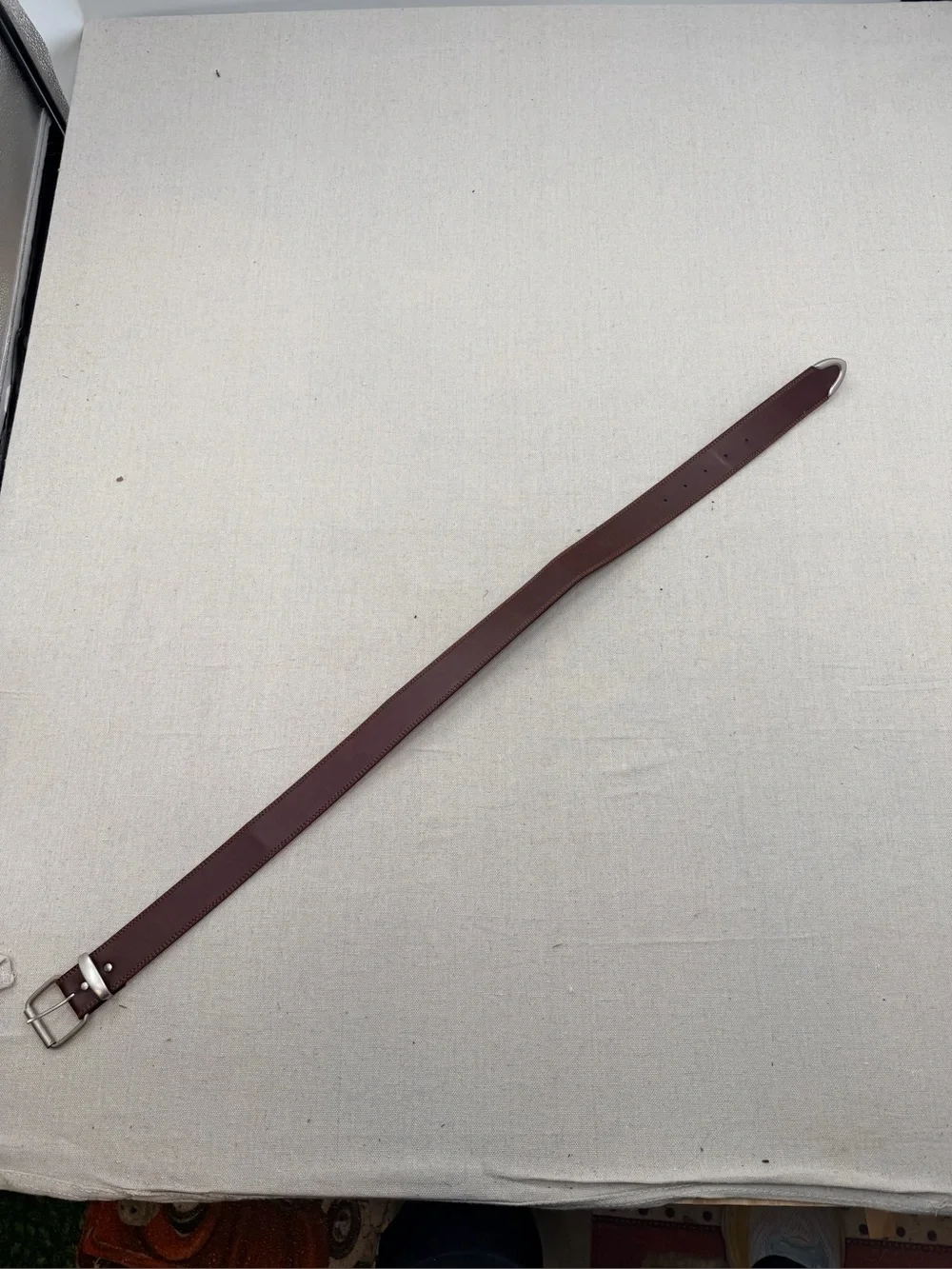 Men's Brown Leather Belt with Silver Buckle